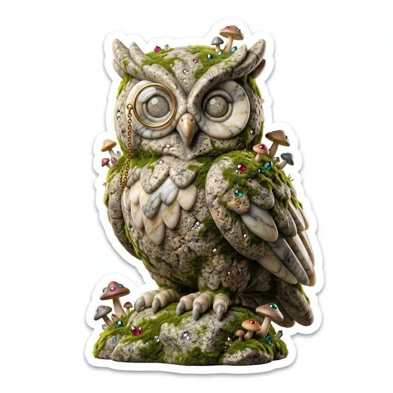 3D Stone Mascot Die Cut Sticker Art