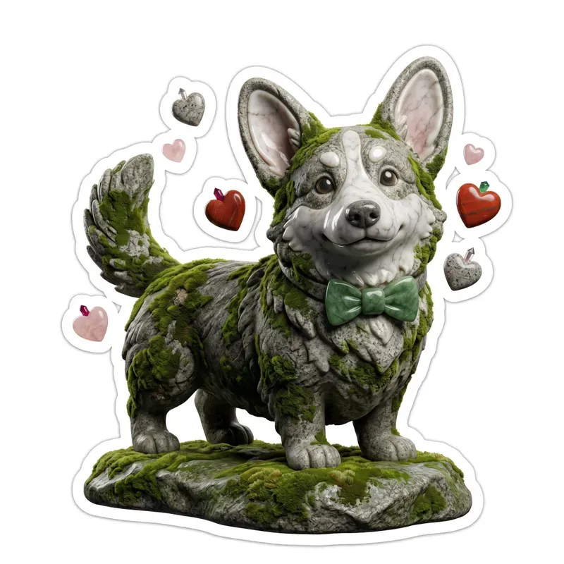 3D Stone Mascot Die Cut Sticker Art