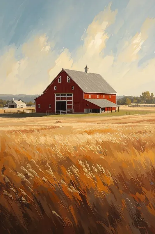 Elegant American Farm Oil Paintings