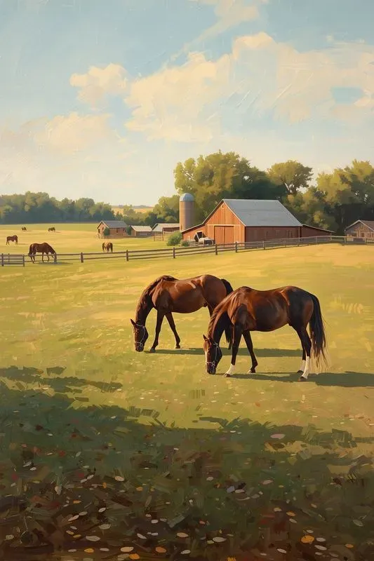 Elegant American Farm Oil Paintings