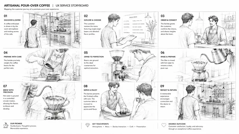 Minimalist UX Service Journey Storyboards
