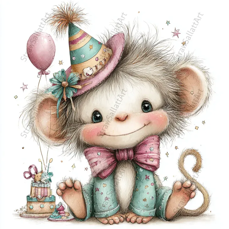 Happy Birthday Characters Clipart Cards