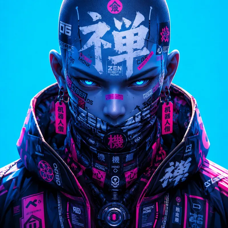 Neon Cyber Anime Face Poster Generator