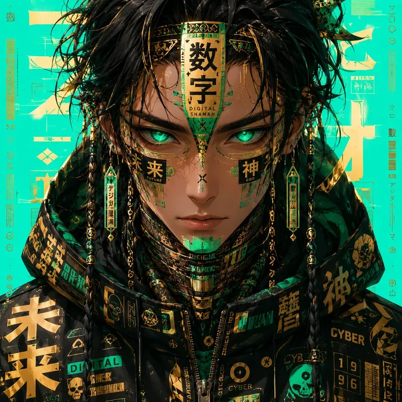 Neon Cyber Anime Face Poster Generator
