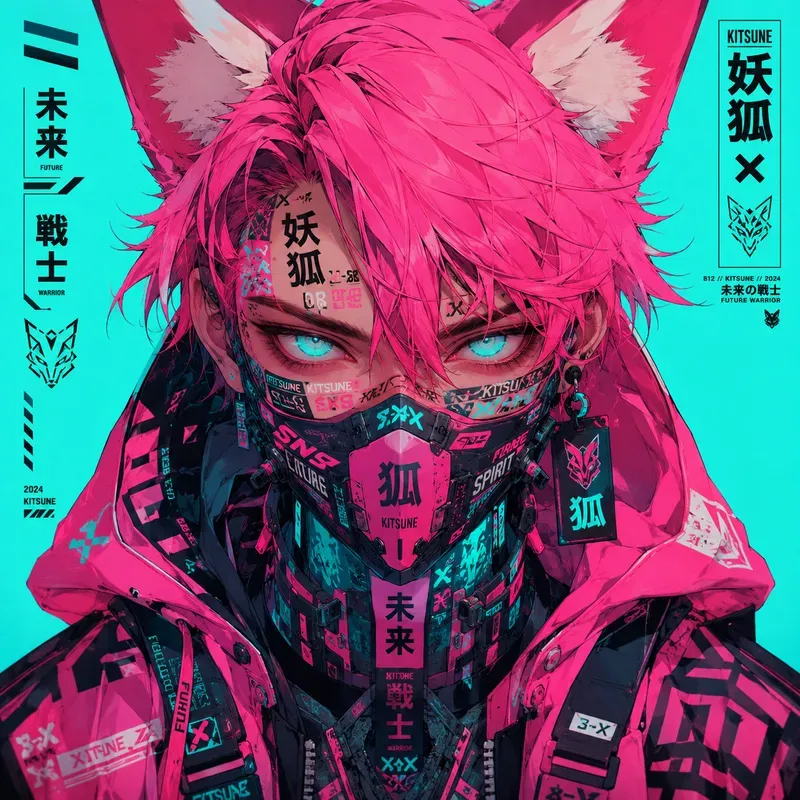 Neon Cyber Anime Face Poster Generator