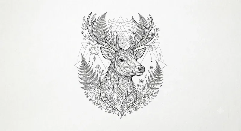 Black Ink Line Art Animal Tattoos