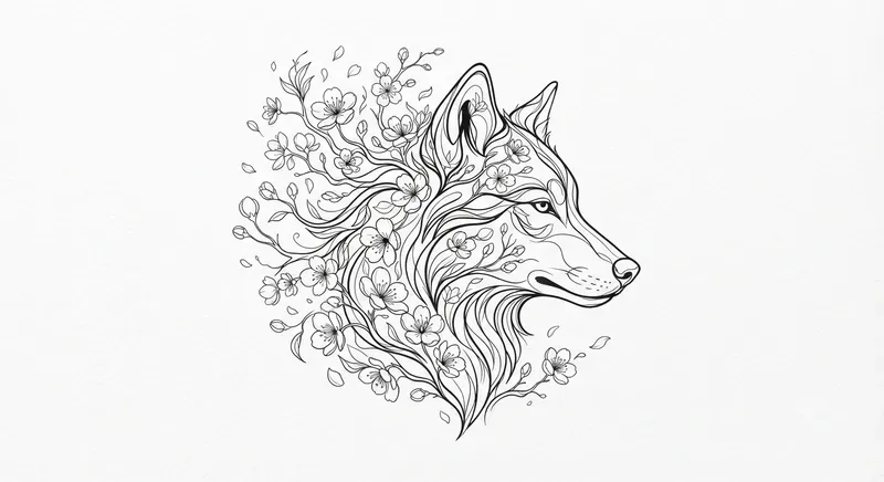 Black Ink Line Art Animal Tattoos