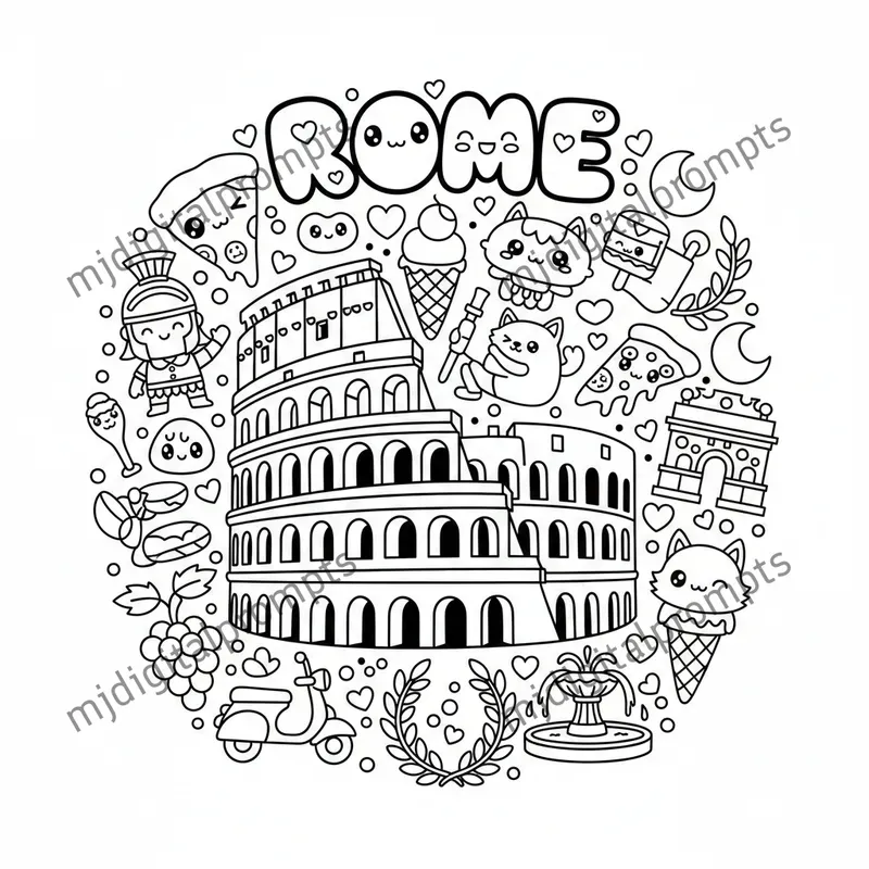 Whimsical Landmark Place Coloring Pages