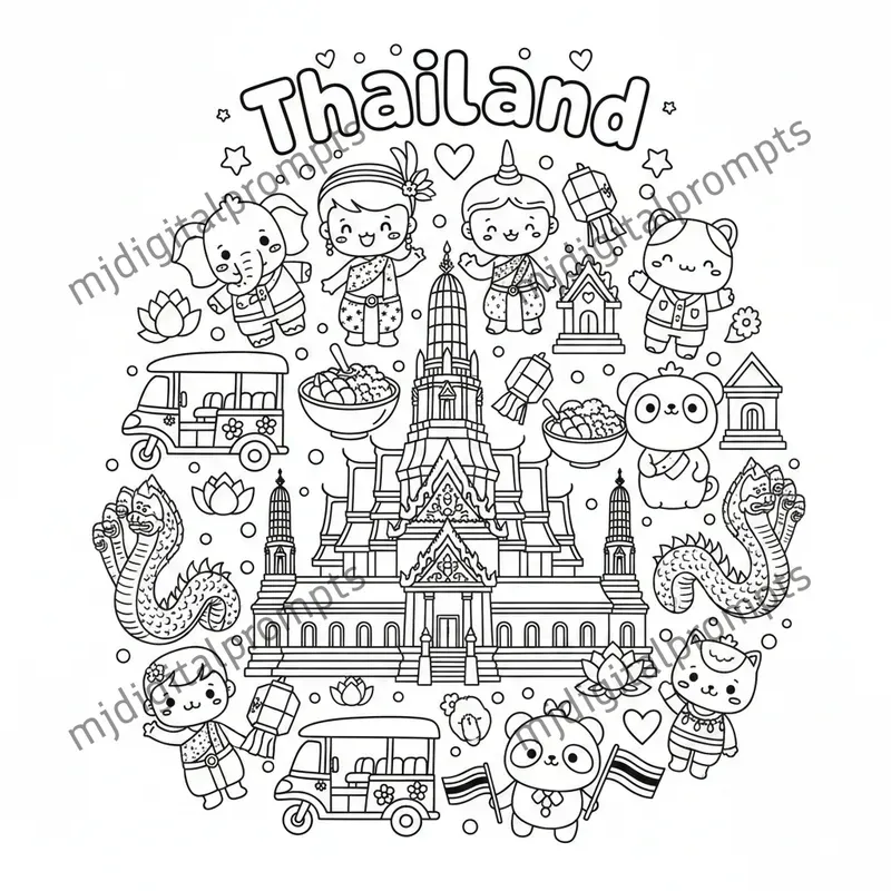 Whimsical Landmark Place Coloring Pages