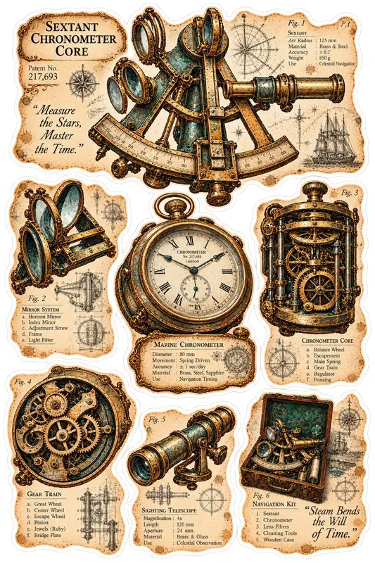 Rustic Steampunk Engine Patent Stickers