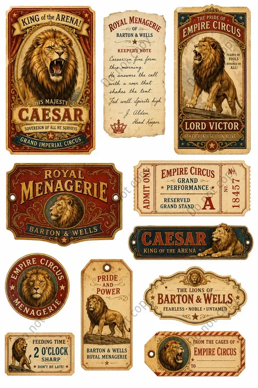 Circus Menagerie Ephemera Sheets