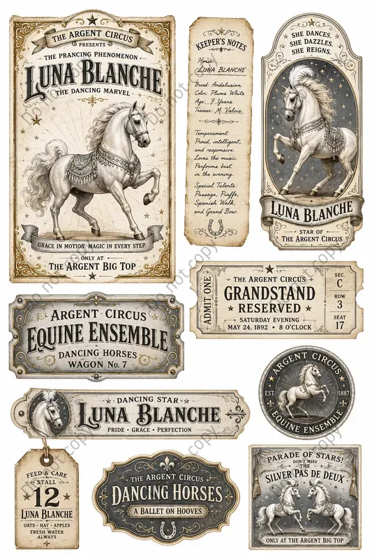 Circus Menagerie Ephemera Sheets