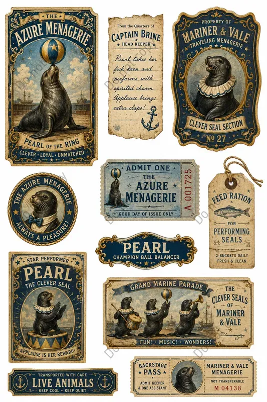 Circus Menagerie Ephemera Sheets