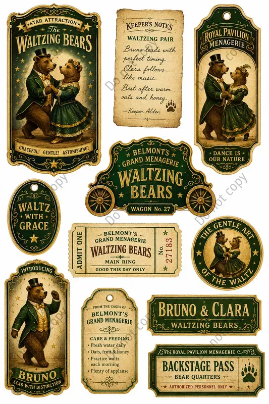 Circus Menagerie Ephemera Sheets