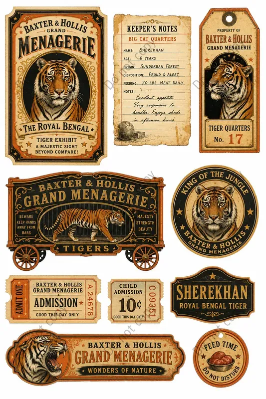 Circus Menagerie Ephemera Sheets