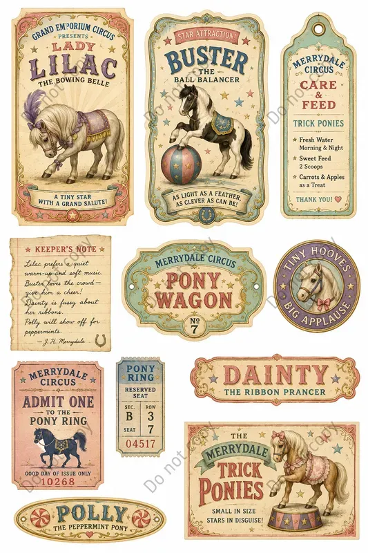 Circus Menagerie Ephemera Sheets