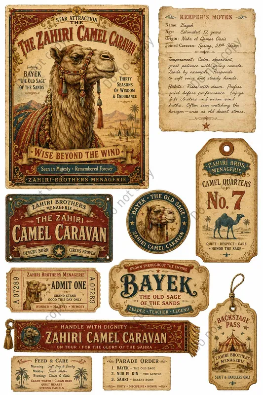 Circus Menagerie Ephemera Sheets