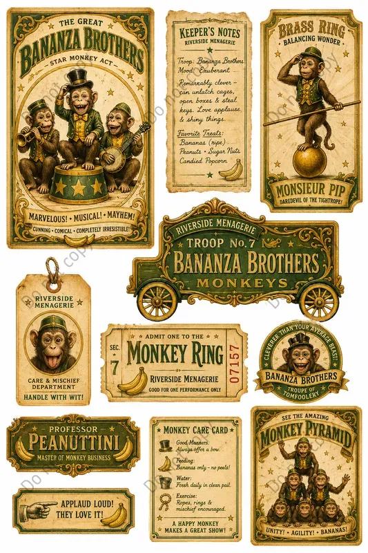Circus Menagerie Ephemera Sheets