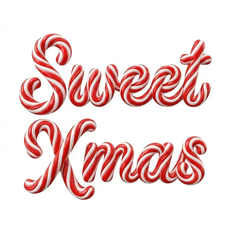 Candy Cane 3D Typography