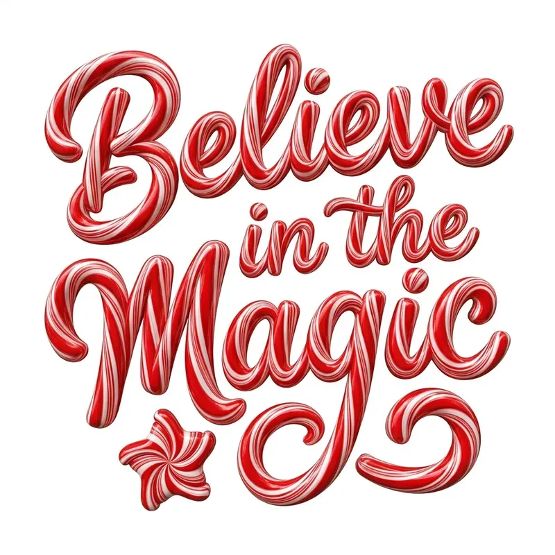 Candy Cane 3D Typography