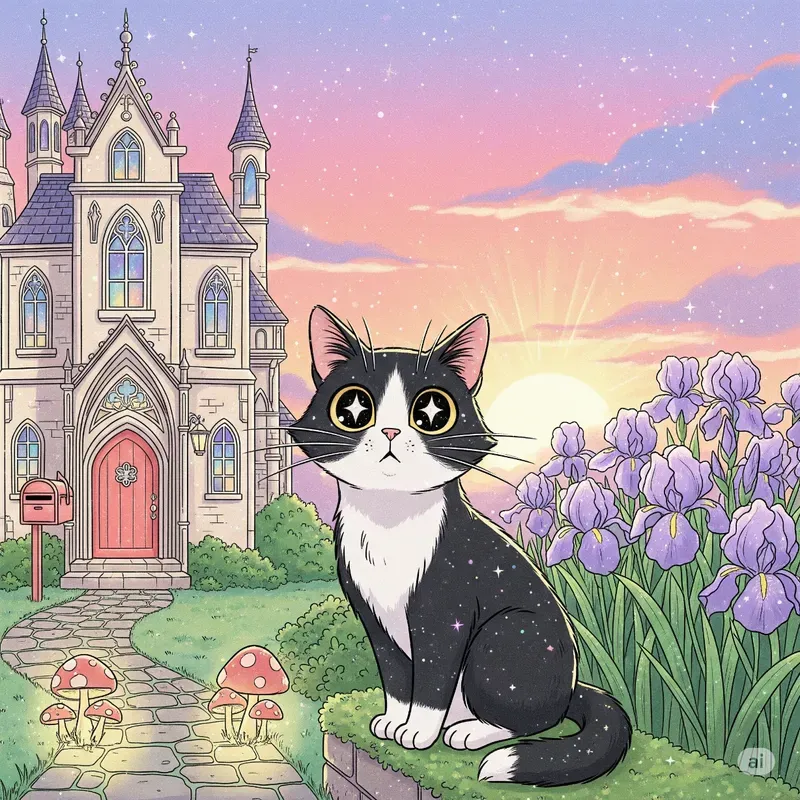 Pastel Porch Paws Sunset Garden Cats