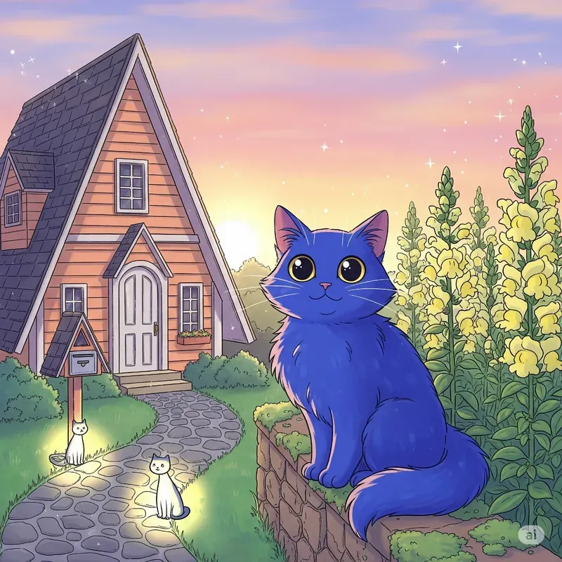 Pastel Porch Paws Sunset Garden Cats