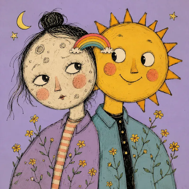 Whimsical Double Portrait Art