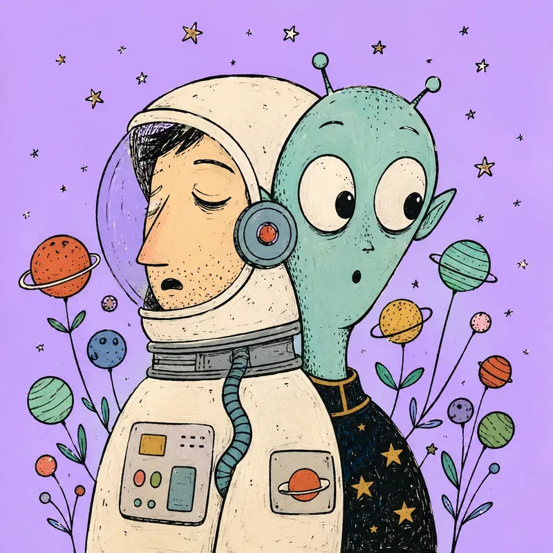Whimsical Double Portrait Art