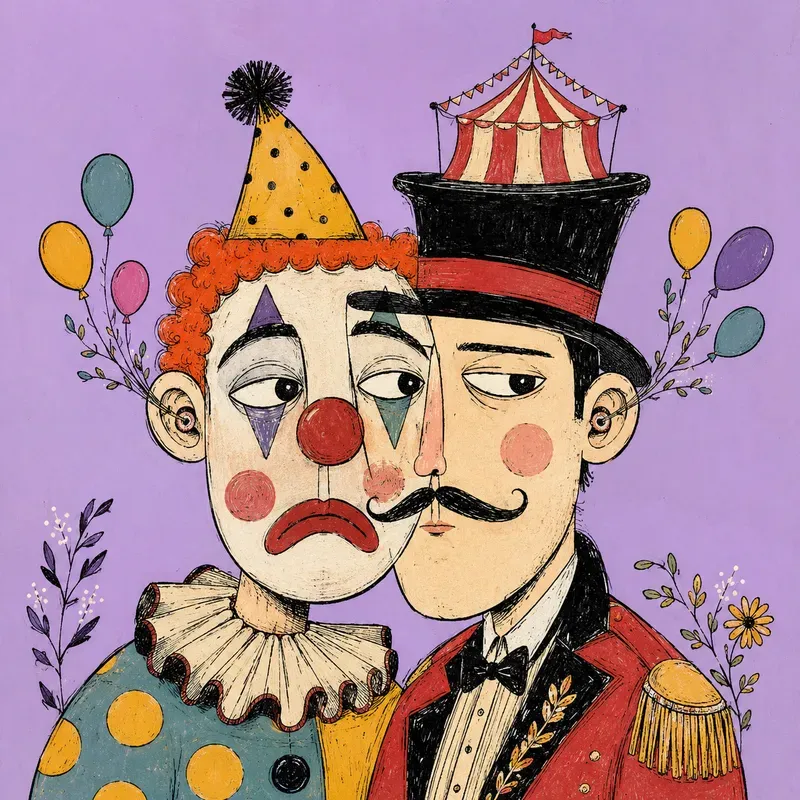 Whimsical Double Portrait Art