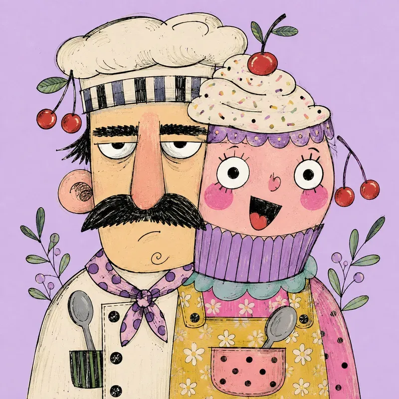 Whimsical Double Portrait Art