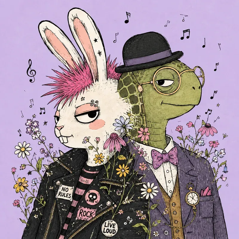 Whimsical Double Portrait Art