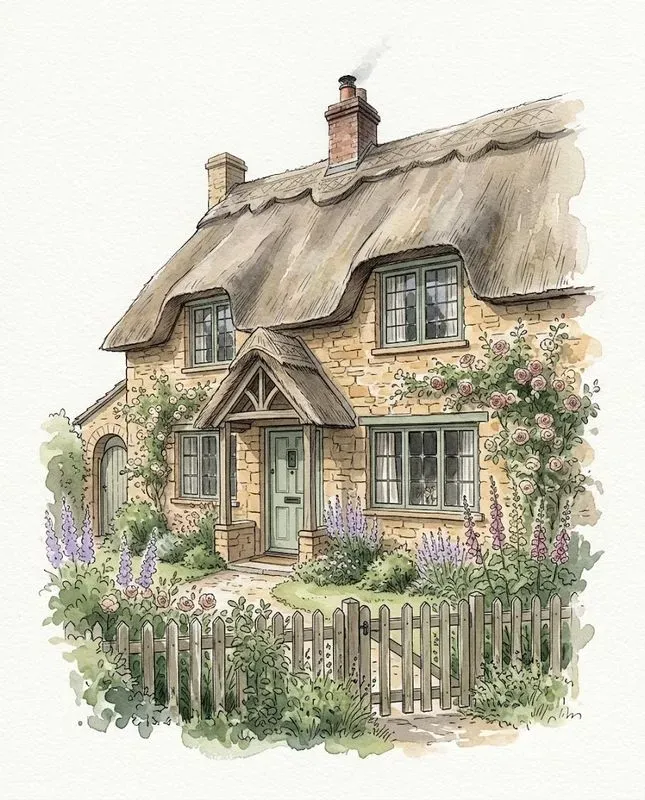 Watercolor Ink House Portraits