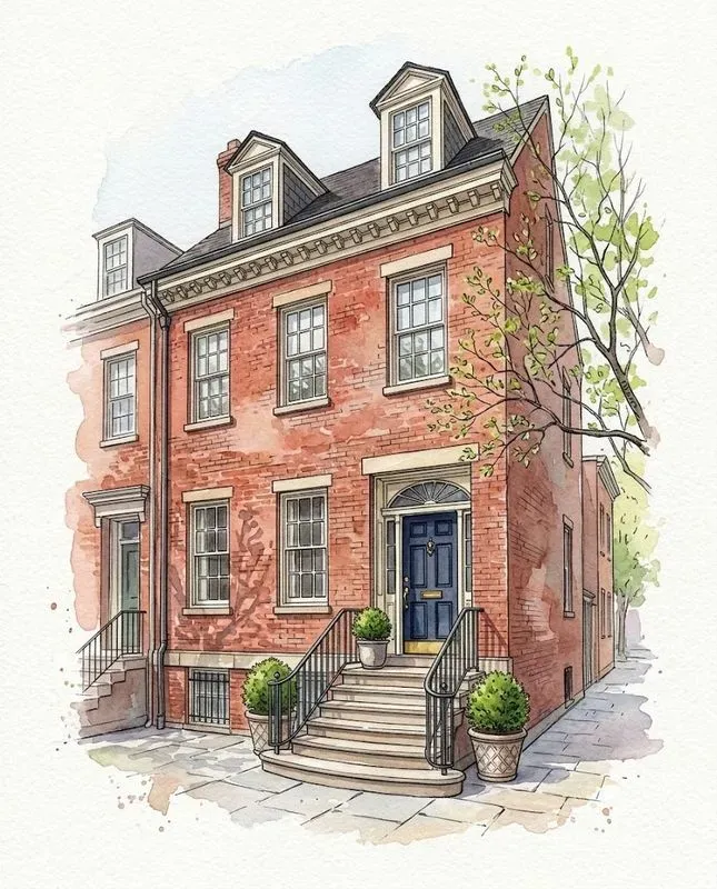 Watercolor Ink House Portraits
