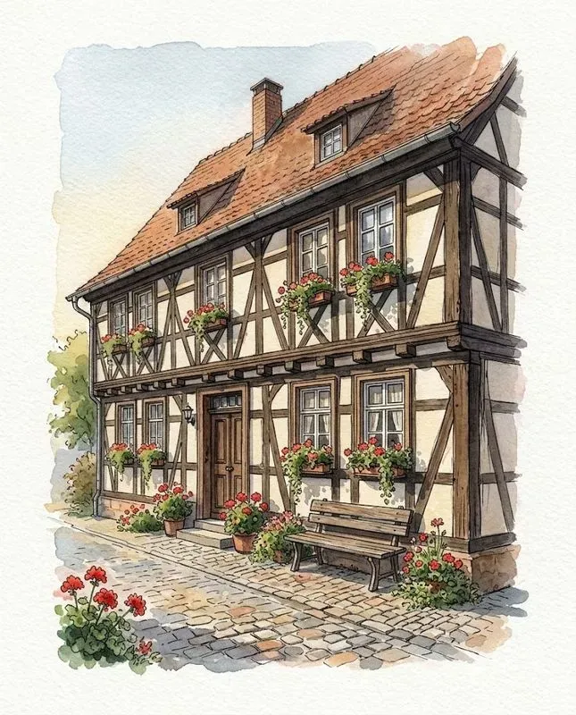 Watercolor Ink House Portraits