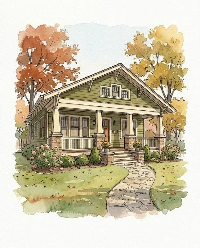 Watercolor Ink House Portraits