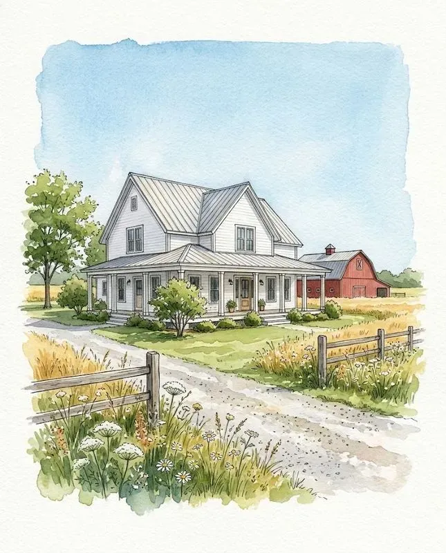 Watercolor Ink House Portraits