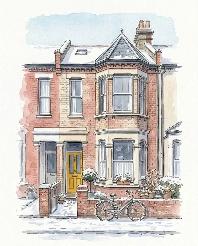 Watercolor Ink House Portraits