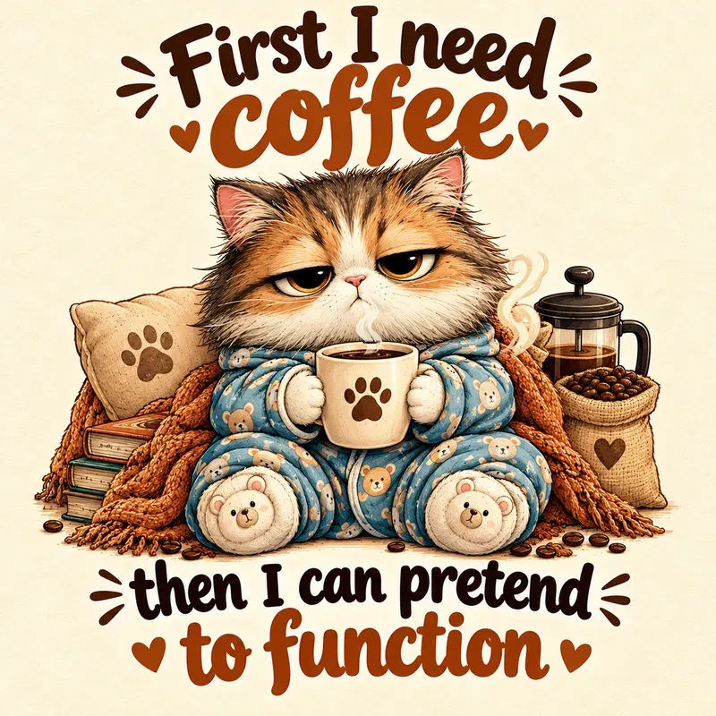 Cute Coffee Animal Quote Illustrations