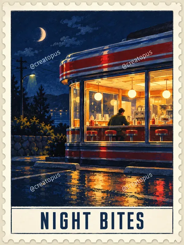 After Hours Illustrated Postage Stamps