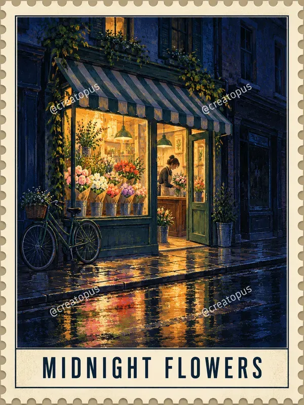 After Hours Illustrated Postage Stamps