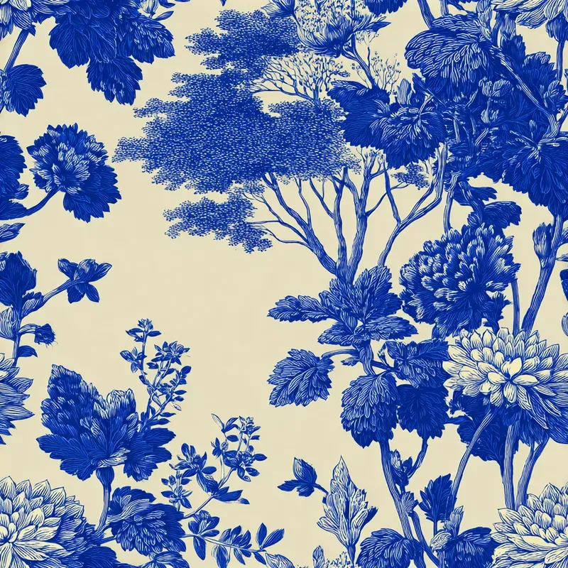 Blue Vintage Botanical Seamless Patterns