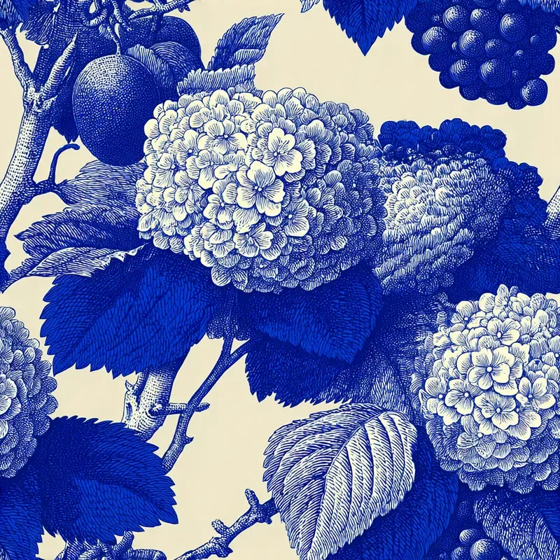 Blue Vintage Botanical Seamless Patterns