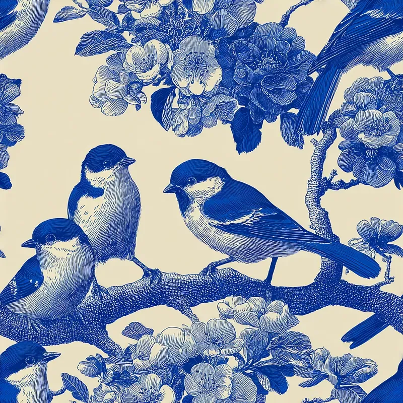 Blue Vintage Botanical Seamless Patterns