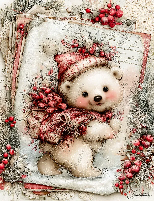 Holly Christmas Junk Journal Pages