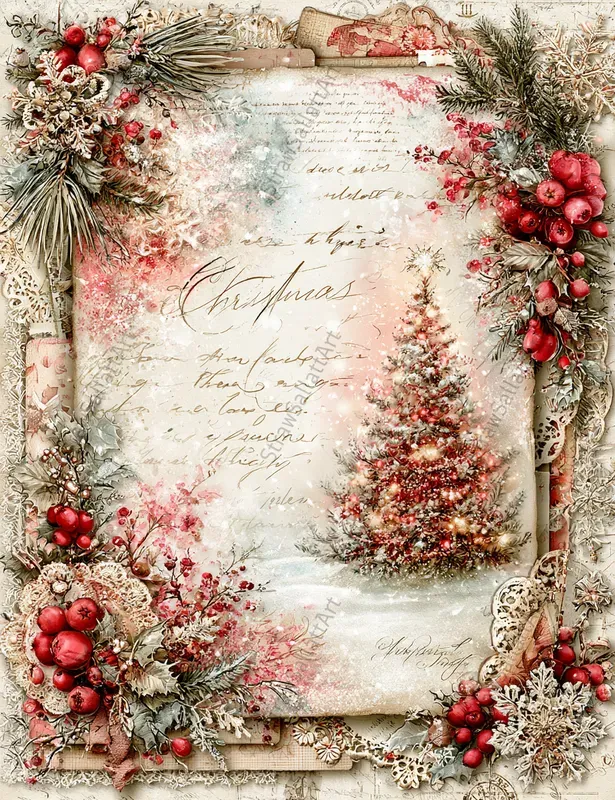 Holly Christmas Junk Journal Pages