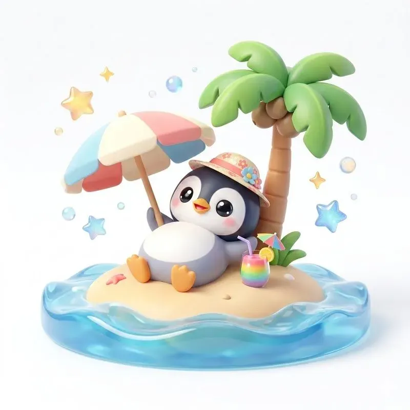 Cute Tropical Kawaii Animal Illustrations