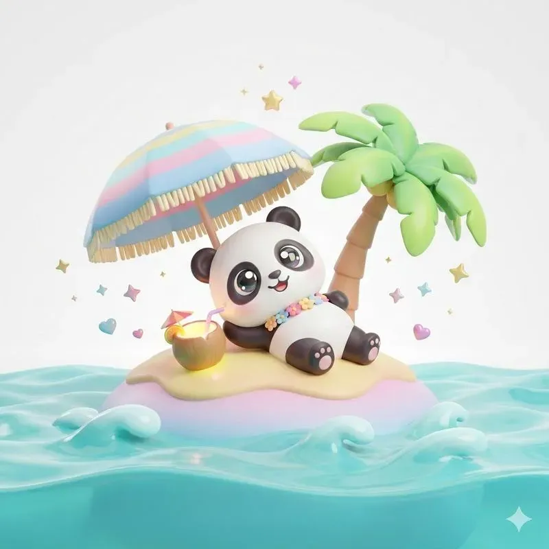Cute Tropical Kawaii Animal Illustrations