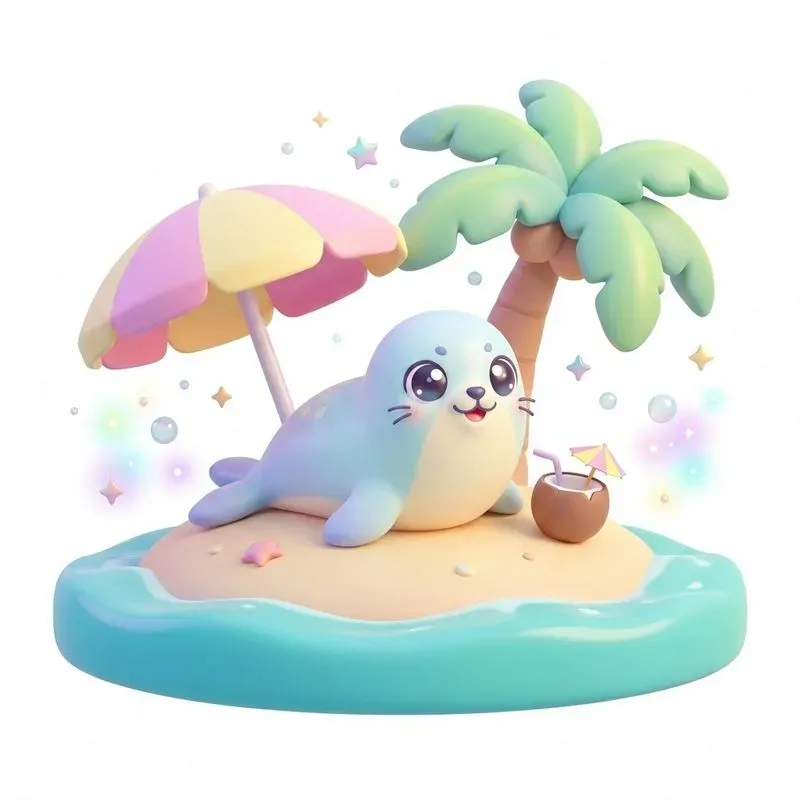 Cute Tropical Kawaii Animal Illustrations