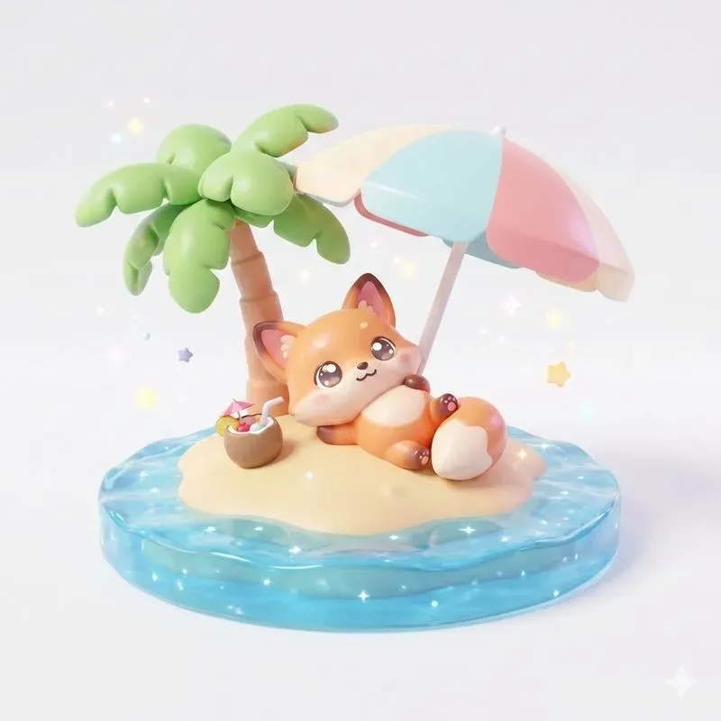 Cute Tropical Kawaii Animal Illustrations