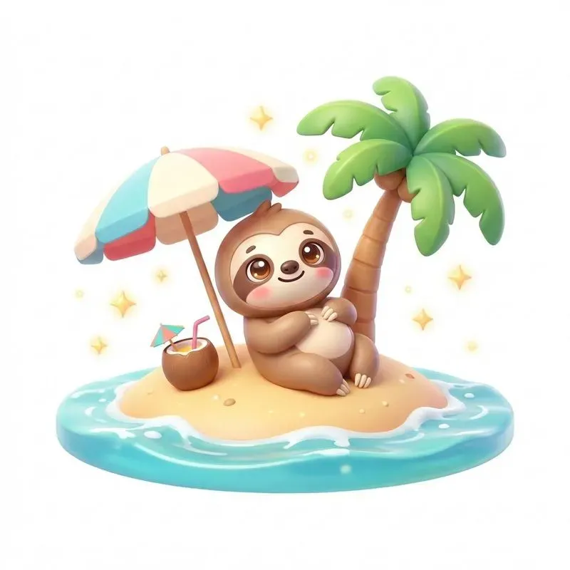 Cute Tropical Kawaii Animal Illustrations